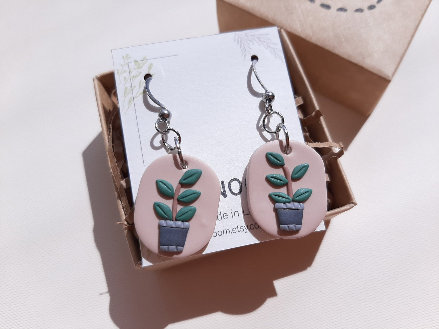 Plant Clay Earrings, Polymer Clay Earrings, Plant Lover Gift