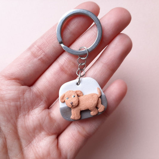 Small brown Poodle keychain