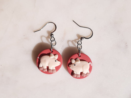 cute pig earrings