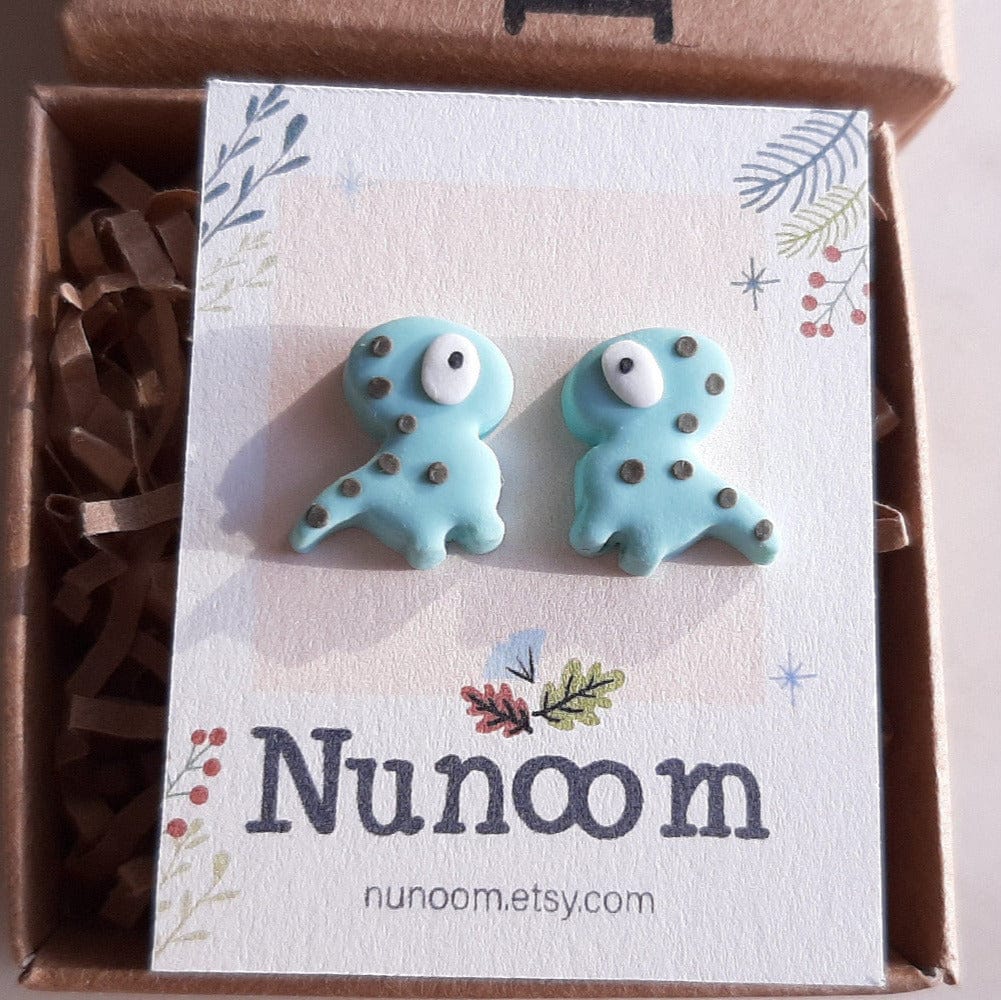 Dinosaur Stud Earrings | Polymer Clay Jewelry | Stocking Filler