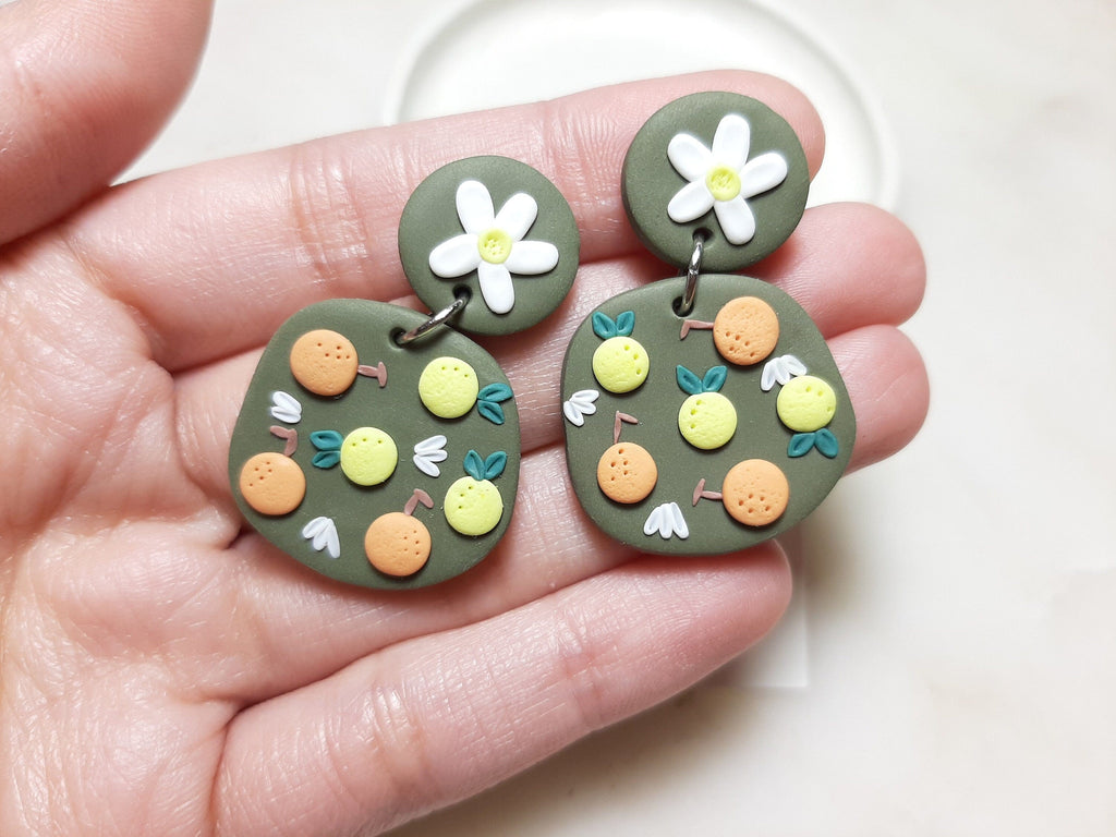 Orange And Lemon Earrings - Polymer Clay Jewelry
