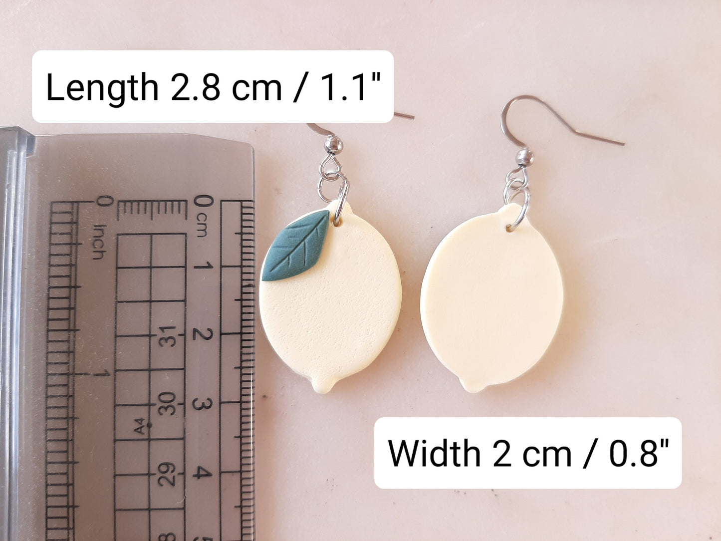 Dangle Lemon Earrings | Clay Fruit Jewelry