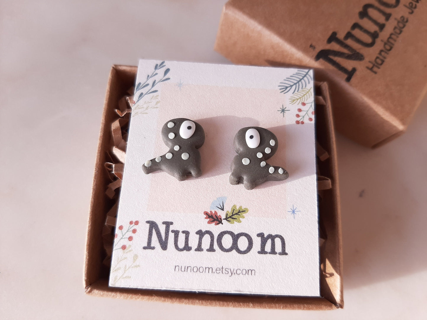 Dinosaur Stud Earrings | Polymer Clay Jewelry | Stocking Filler