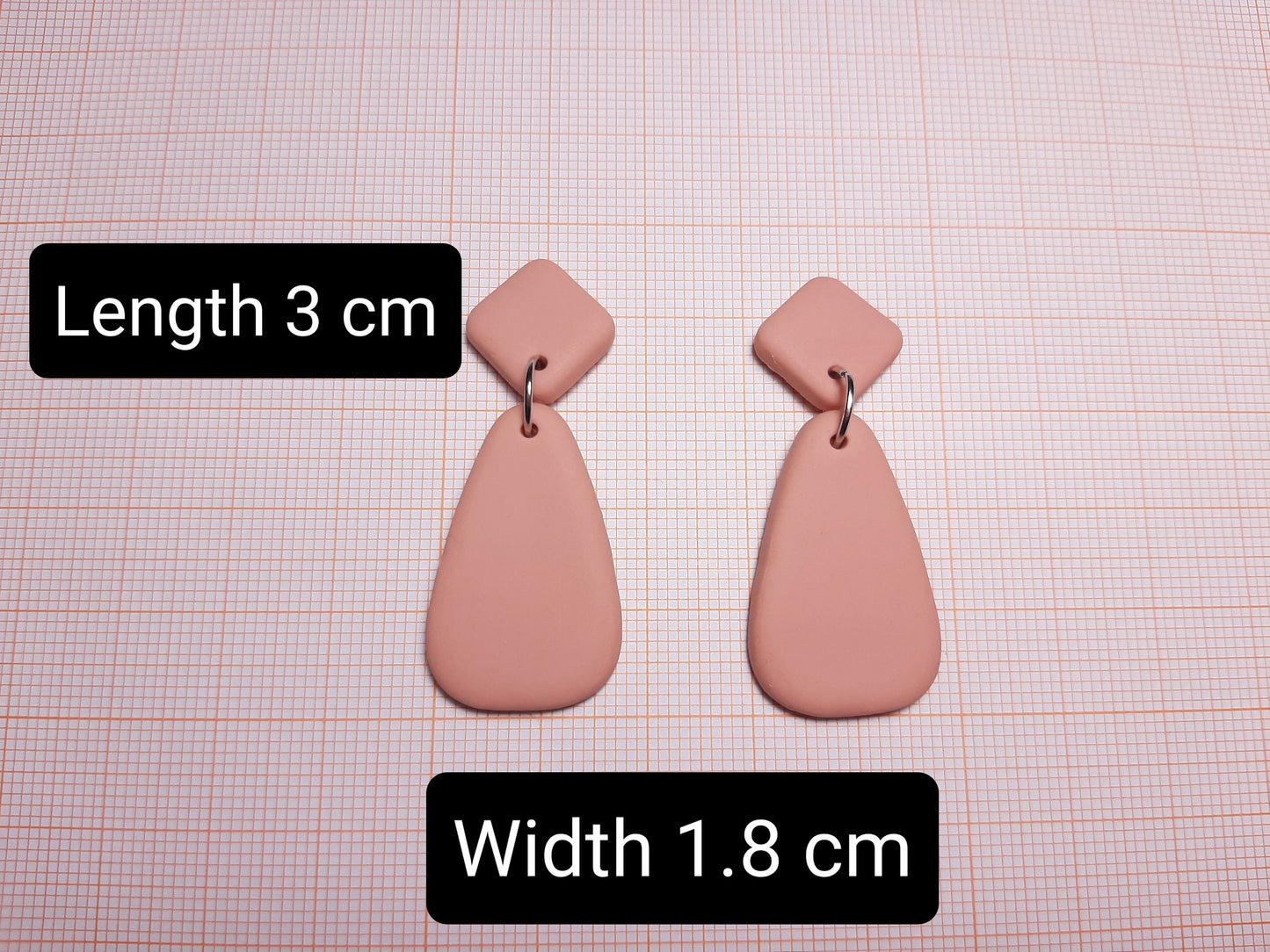 Simple Pink Polymer Clay Earrings In Triangle Shape