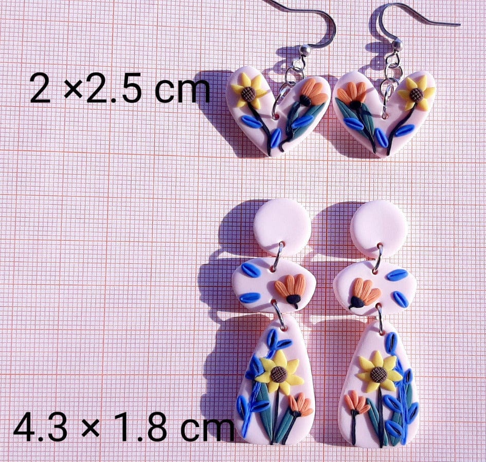 Flower Clay Earrings - Boho Floral Earrings