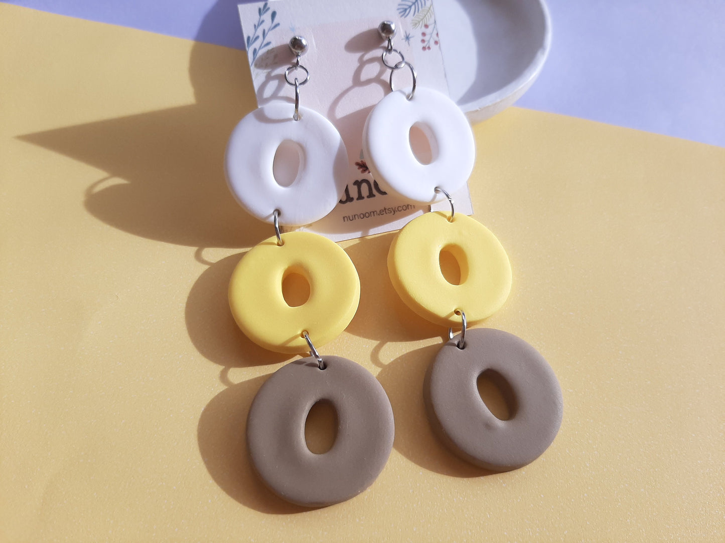 Large Dangle Donuts Earrings, Polymer Clay Jewelry