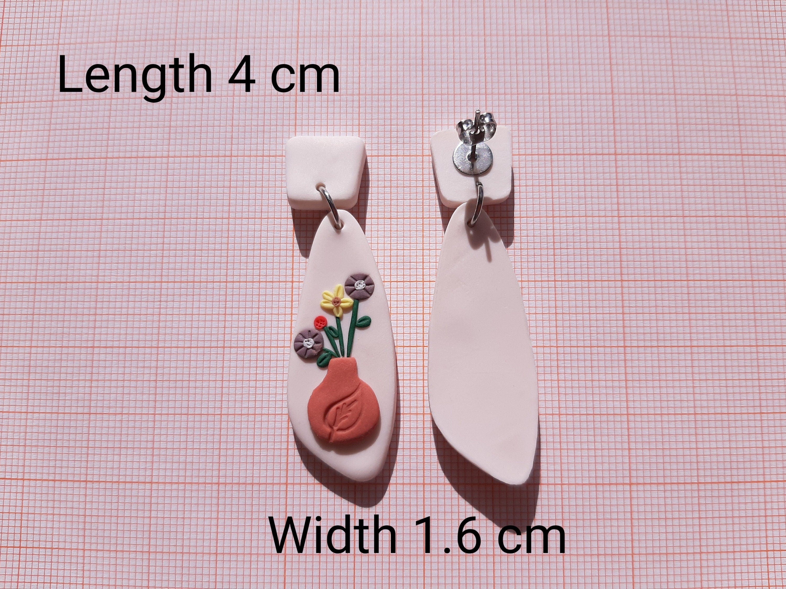 Dangle Flower Clay Earrings - Handmade Polymer Earrings