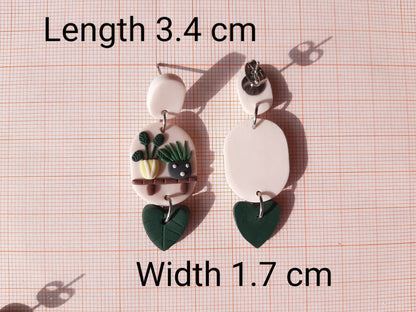 Hängende Pflanze Regal Ohrringe | Schmuck aus Polymer Clay