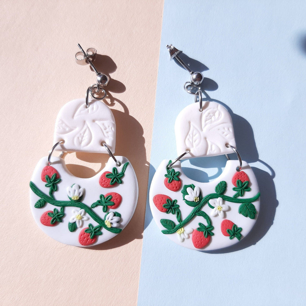 Cute Strawberry Earrings - Polymer Clay Fruit Earrings