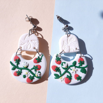 Niedliche Erdbeer-Ohrringe | Schmuck aus Polymer Clay
