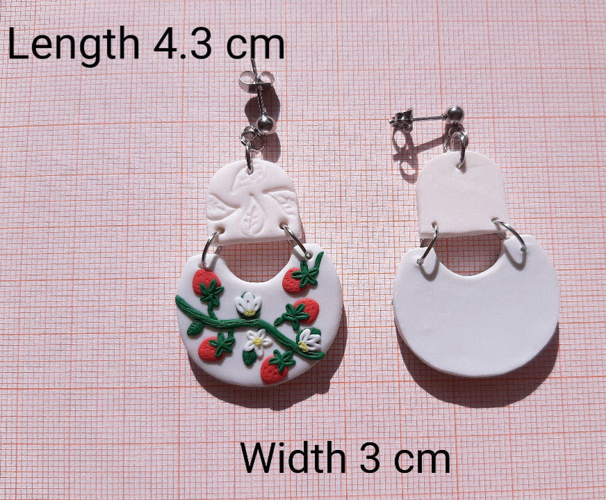 Cute Strawberry Earrings - Polymer Clay Fruit Earrings