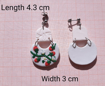 Niedliche Erdbeer-Ohrringe | Schmuck aus Polymer Clay