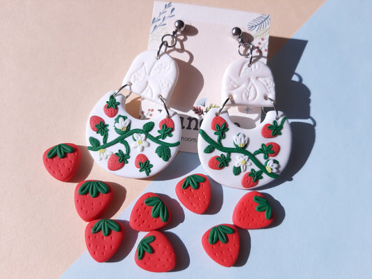 Cute Strawberry Earrings | Polymer Clay Jewelry