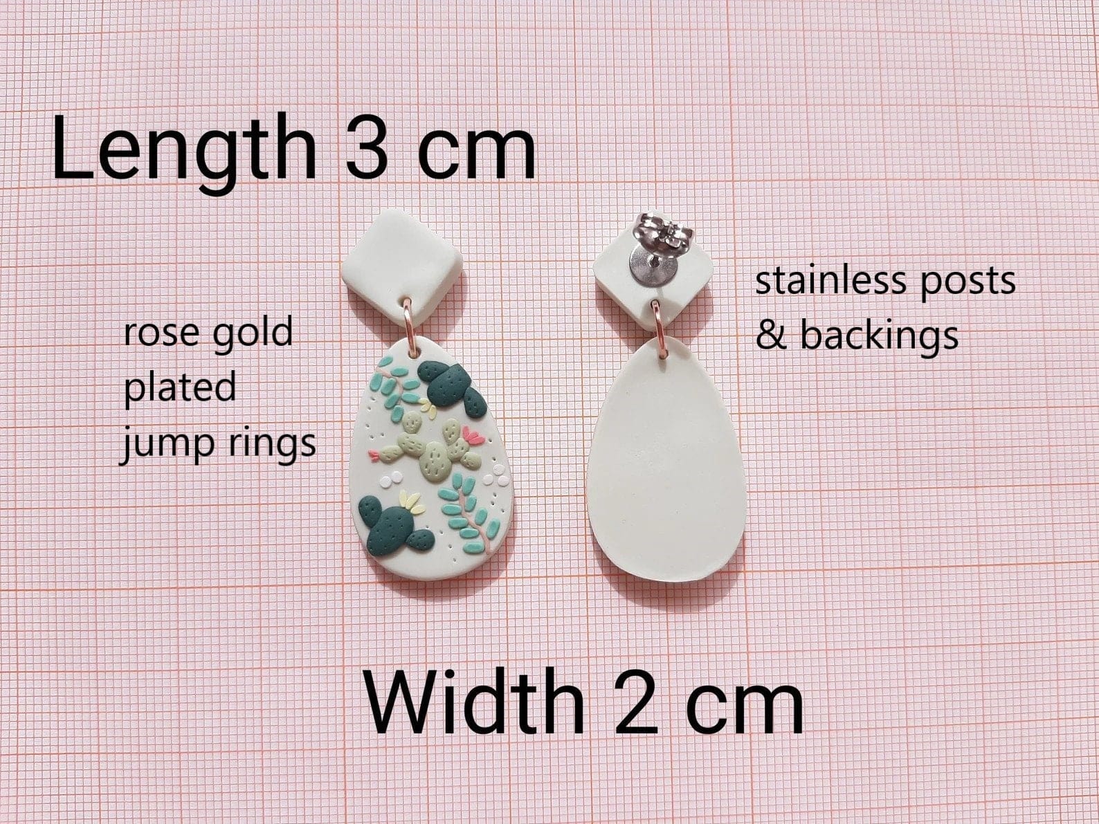 Pendientes de cactus de arcilla polimérica - Regalo hecho a mano para amantes de las plantas para mujeres
