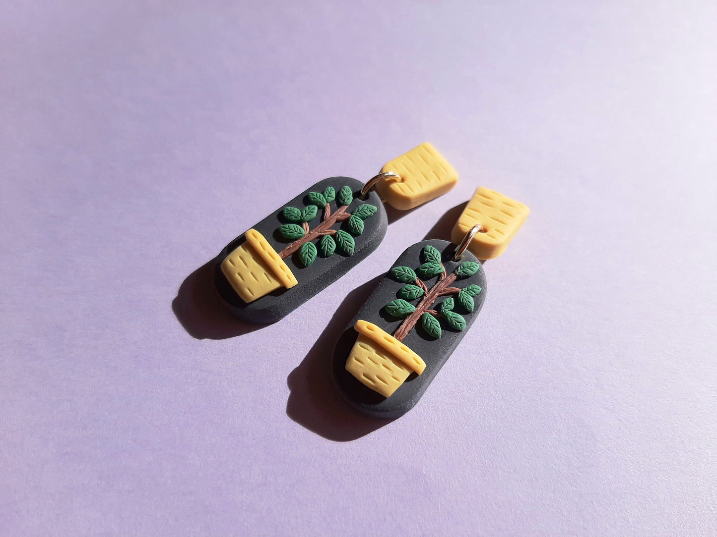 Plant In Pot Polymer Clay Earrings, Nature Inspired jewellery