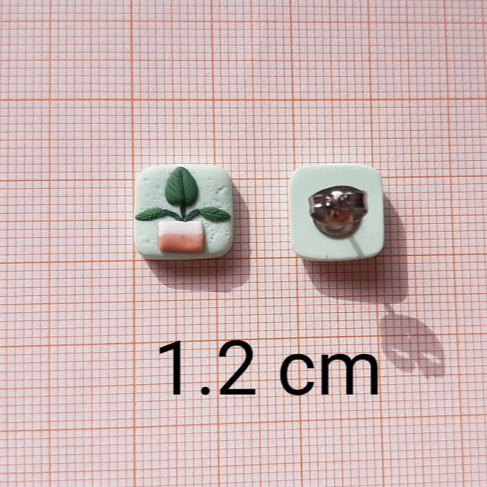 Polymer Clay Leaf Stud Earrings