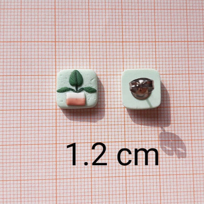 Blatt-Steckerohrringe, Pflanzen-Ton-Ohrringe, handgefertigte Polymer-Ton-Ohrringe, Geschenk für Pflanzenliebhaberinnen