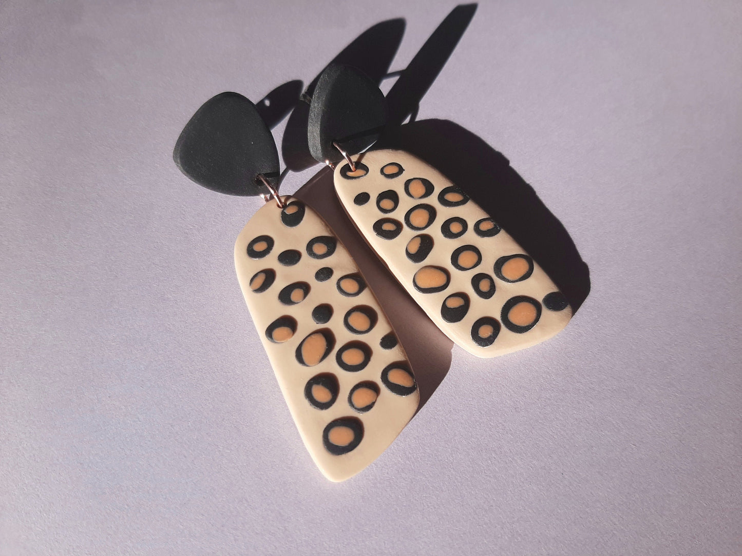 Clay Earrings, Leopard, Cheetah, Handmade Jewelry, Polymer Clay Earrings, Dangle And Drop Earrings, Boho