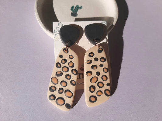 Clay Earrings, Leopard, Cheetah, Handmade Jewelry, Polymer Clay Earrings, Dangle And Drop Earrings, Boho