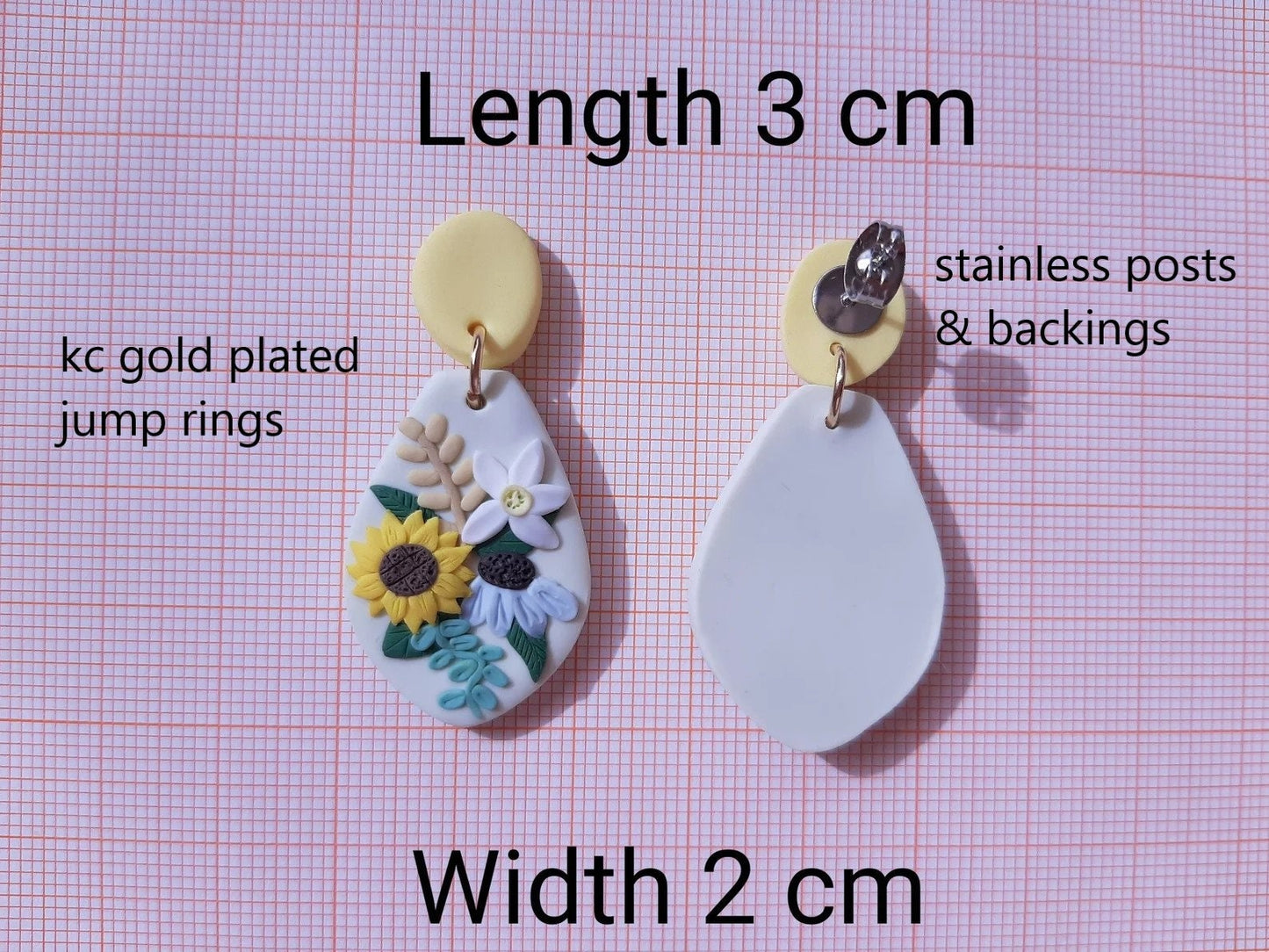 Sunflower Earrings • Polymer Clay Earrings • Handmade Jewelry • Boho Floral Style • Spring • Summer • Mother's Day Gift