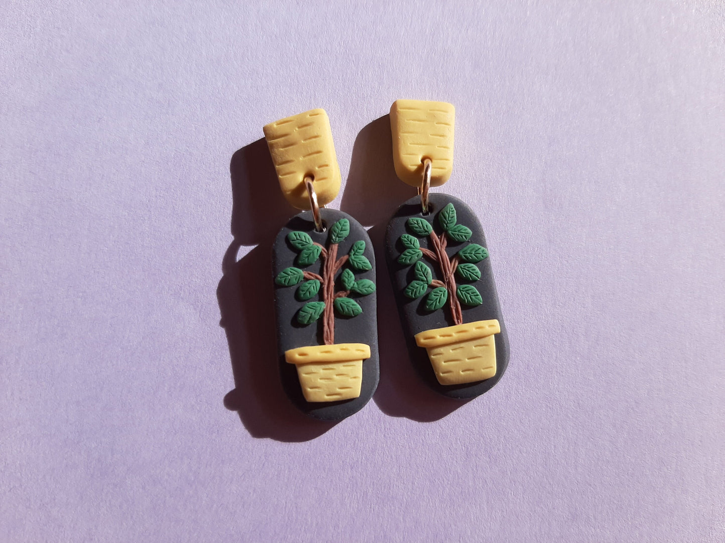 Plant In Pot Polymer Clay Earrings, Nature Inspired jewellery