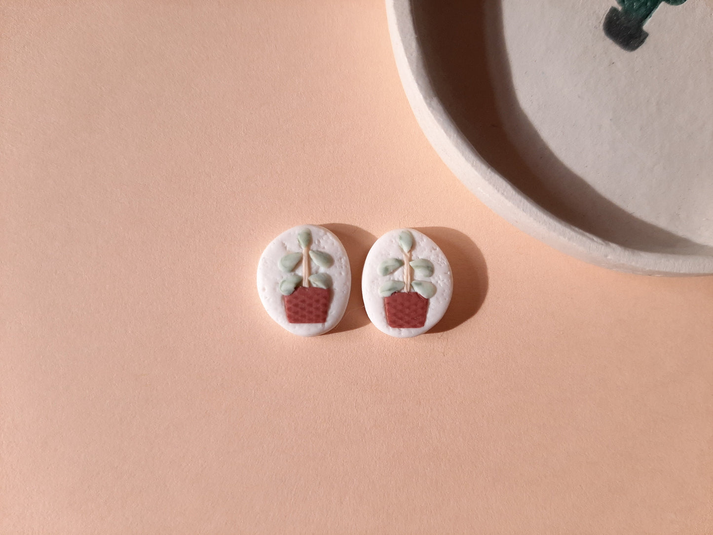 Elephant Jade Stud Earrings | Plant Clay Earrings | Plant Lover Gifts