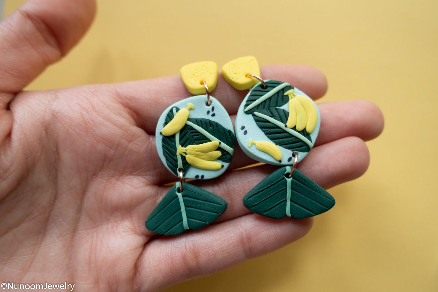 Banana Earrings | Handmade Polymer Clay Plant Jewelry