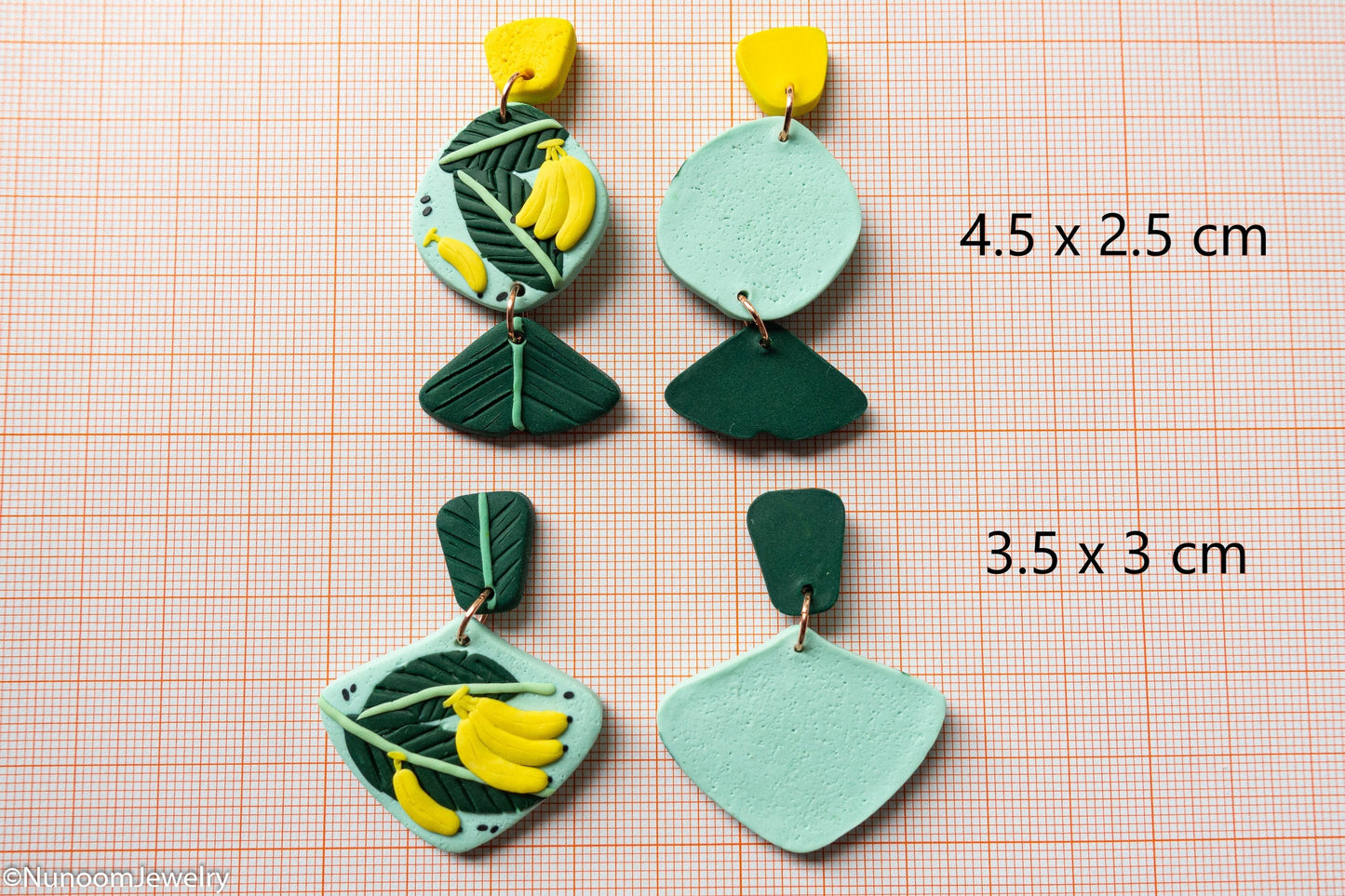 Banana Earrings | Handmade Polymer Clay Plant Jewelry