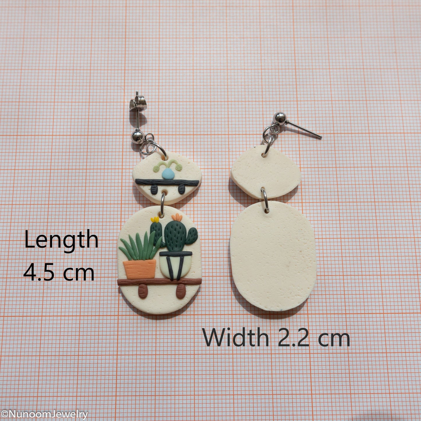 Plant Shelf Earrings • Handmade Jewelry • Cactus Lover Gifts Under 20