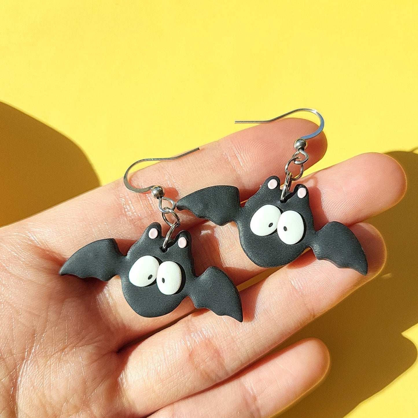 Halloween Bat Earrings, Handmade Polymer Clay Earrings, Spooky Earrings, Fun And Quirky