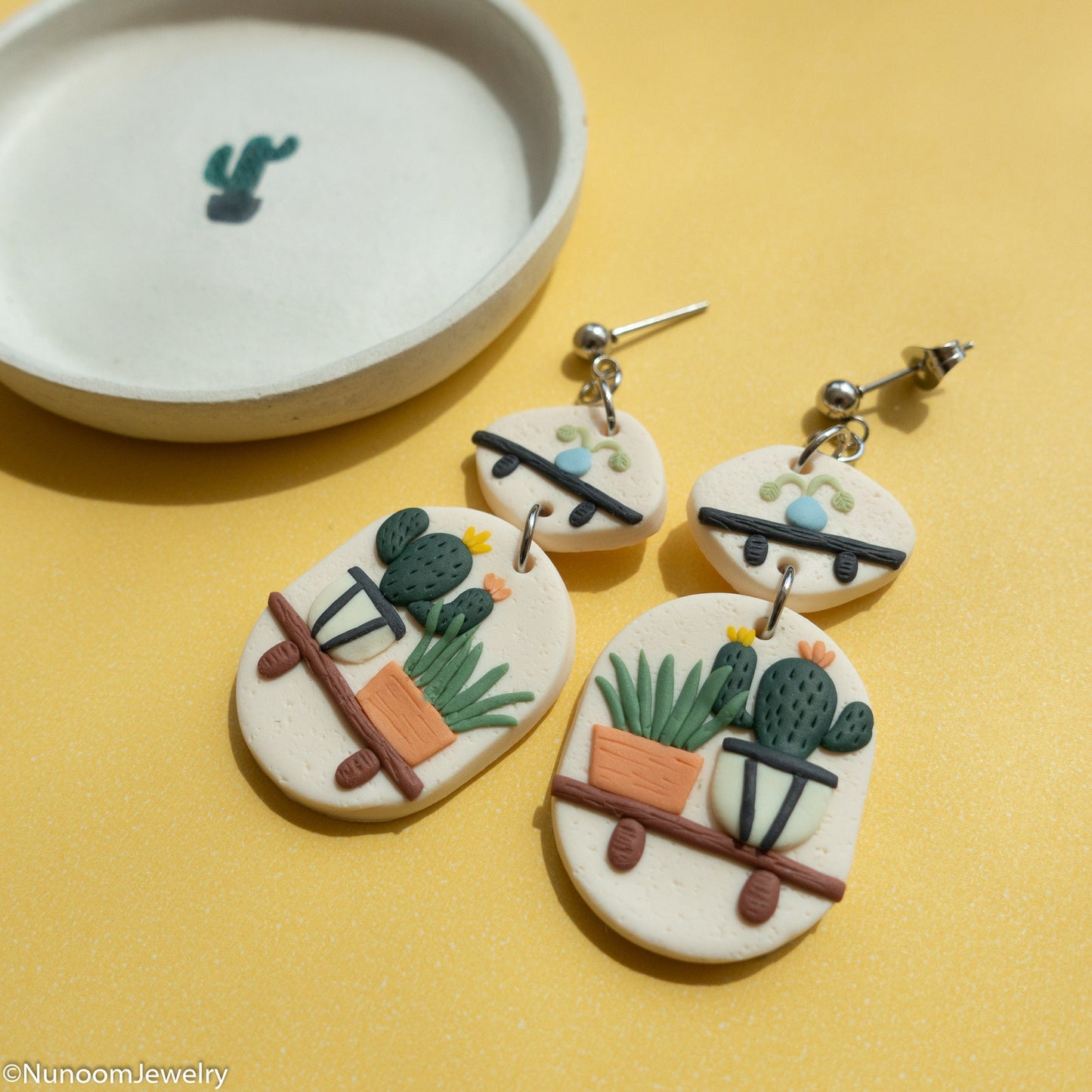 Plant Shelf Earrings • Handmade Jewelry • Cactus Lover Gifts Under 20