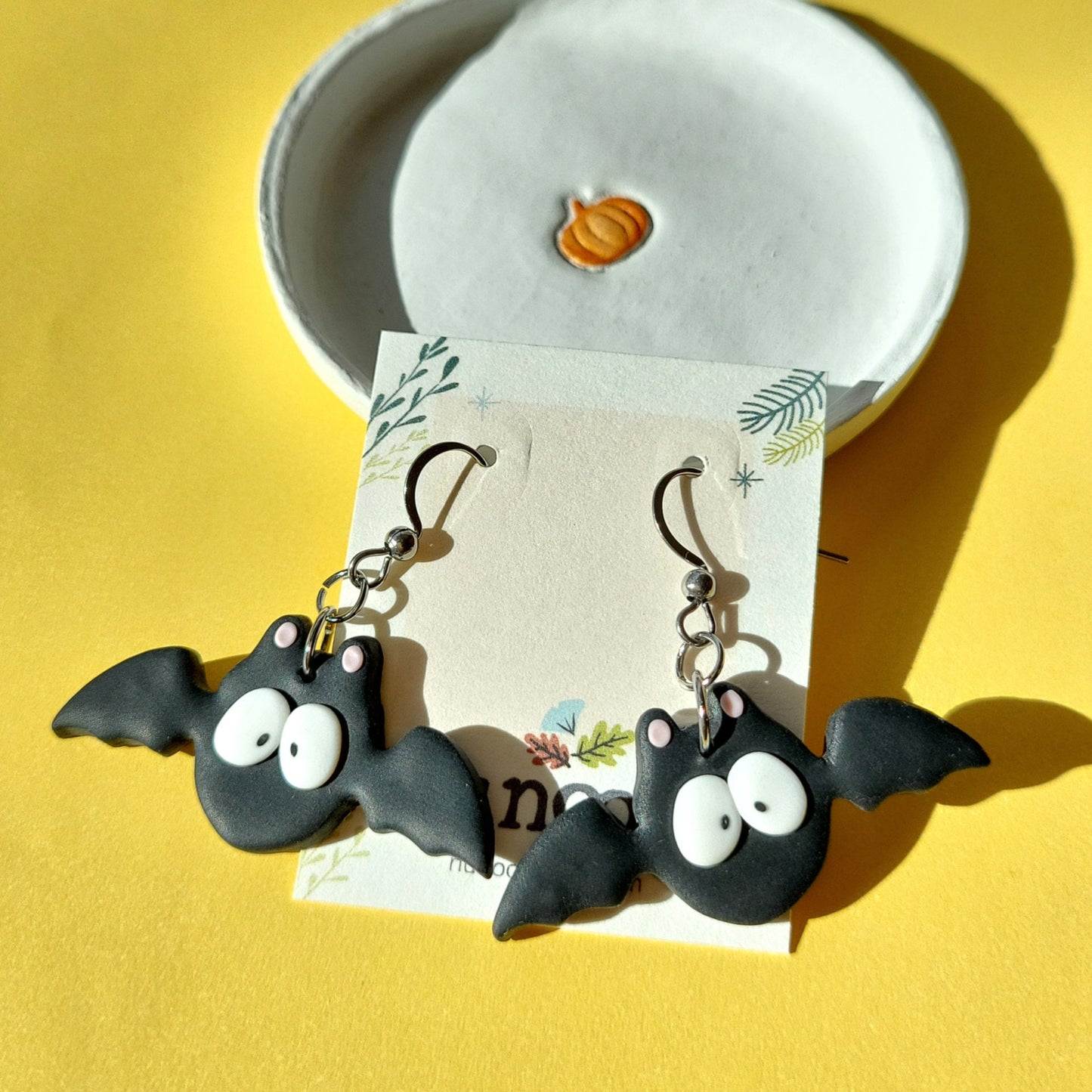 Halloween Bat Earrings, Handmade Polymer Clay Earrings, Spooky Earrings, Fun And Quirky