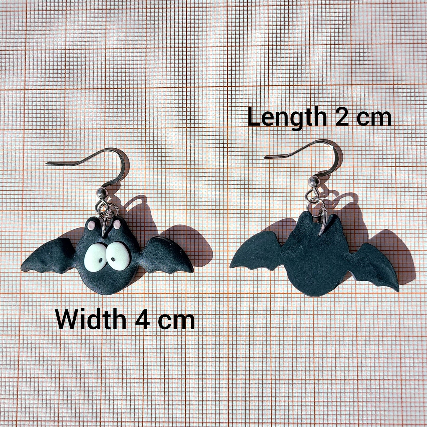 Halloween Bat Earrings, Handmade Polymer Clay Earrings, Spooky Earrings, Fun And Quirky