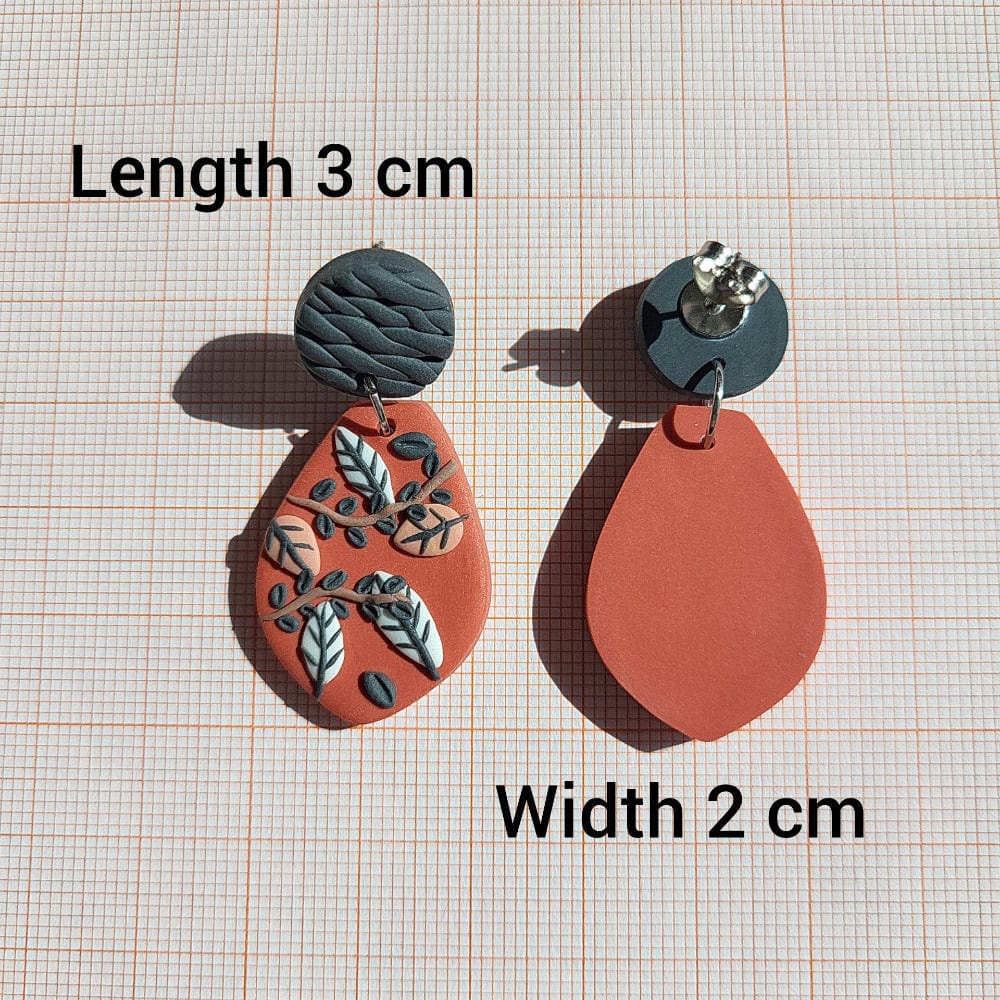 Boucles d'oreilles feuille en pâte polymère