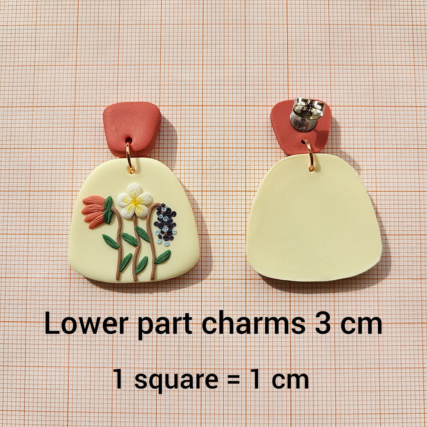 Flower Clay Earrings, Spring, Handmade Jewelry, Gift For Her, Botanical Jewellery, Dainty, Delicate