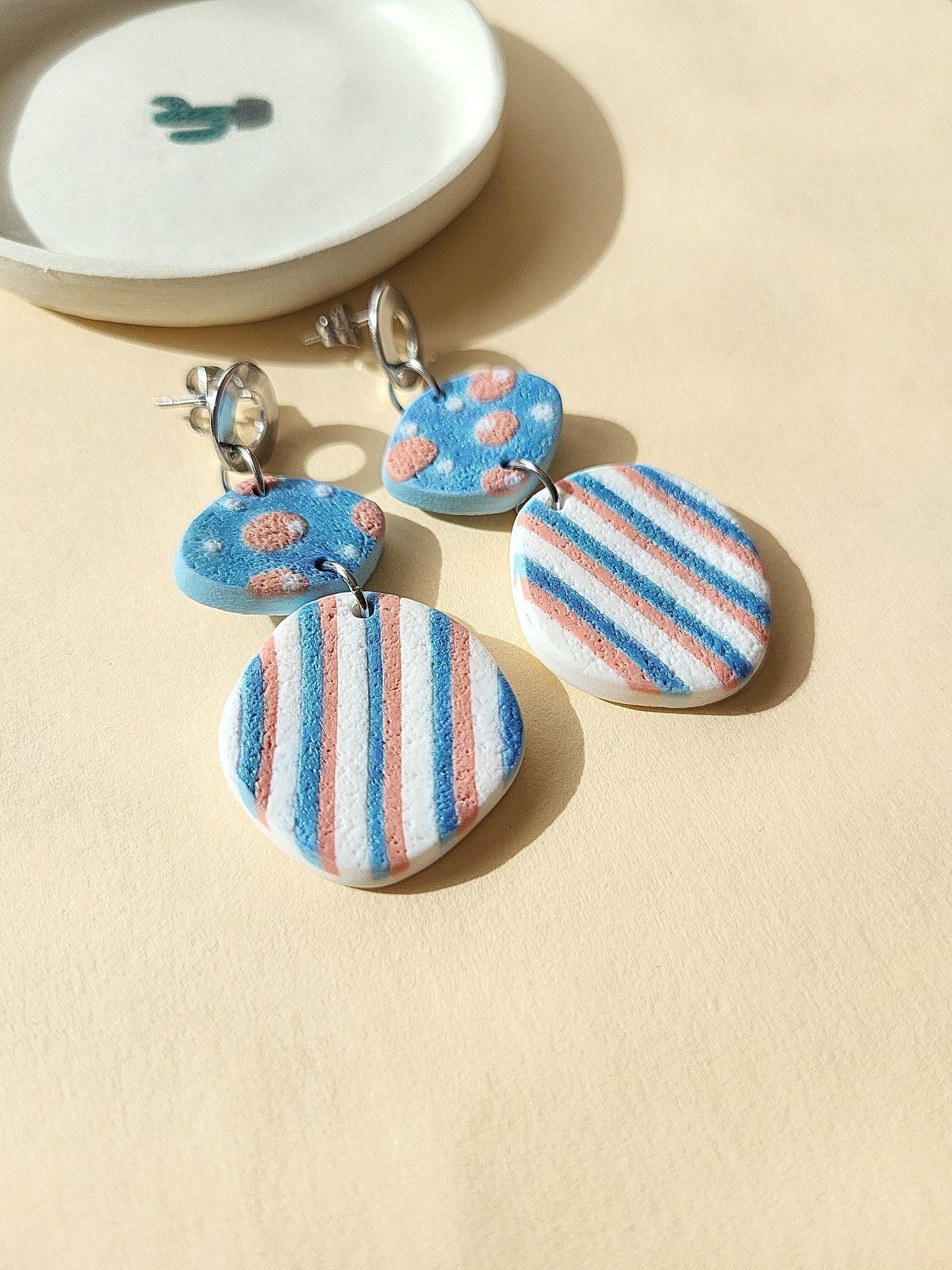 Colorful Striped Polymer Clay Earrings