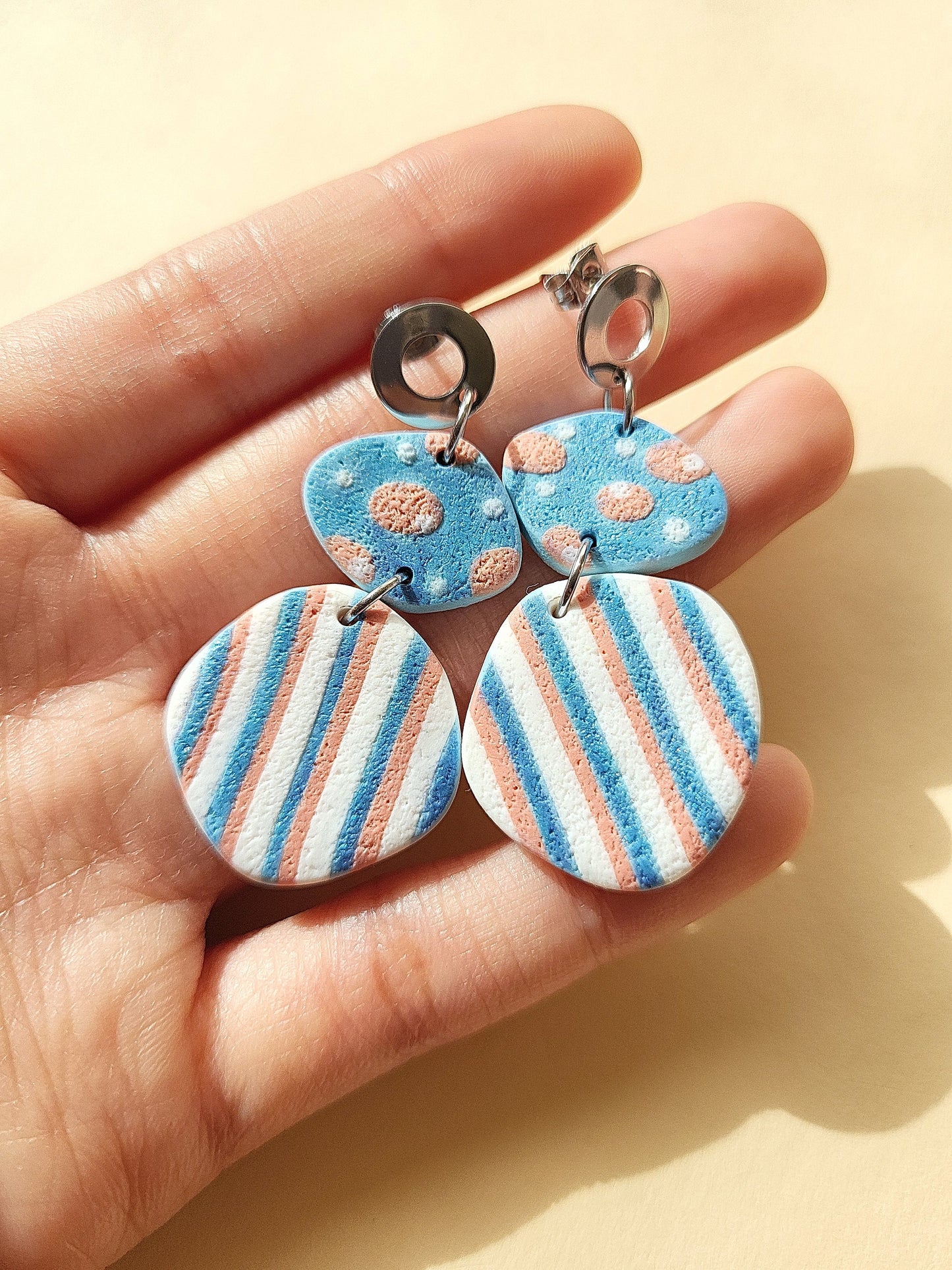 Colorful Striped Polymer Clay Earrings