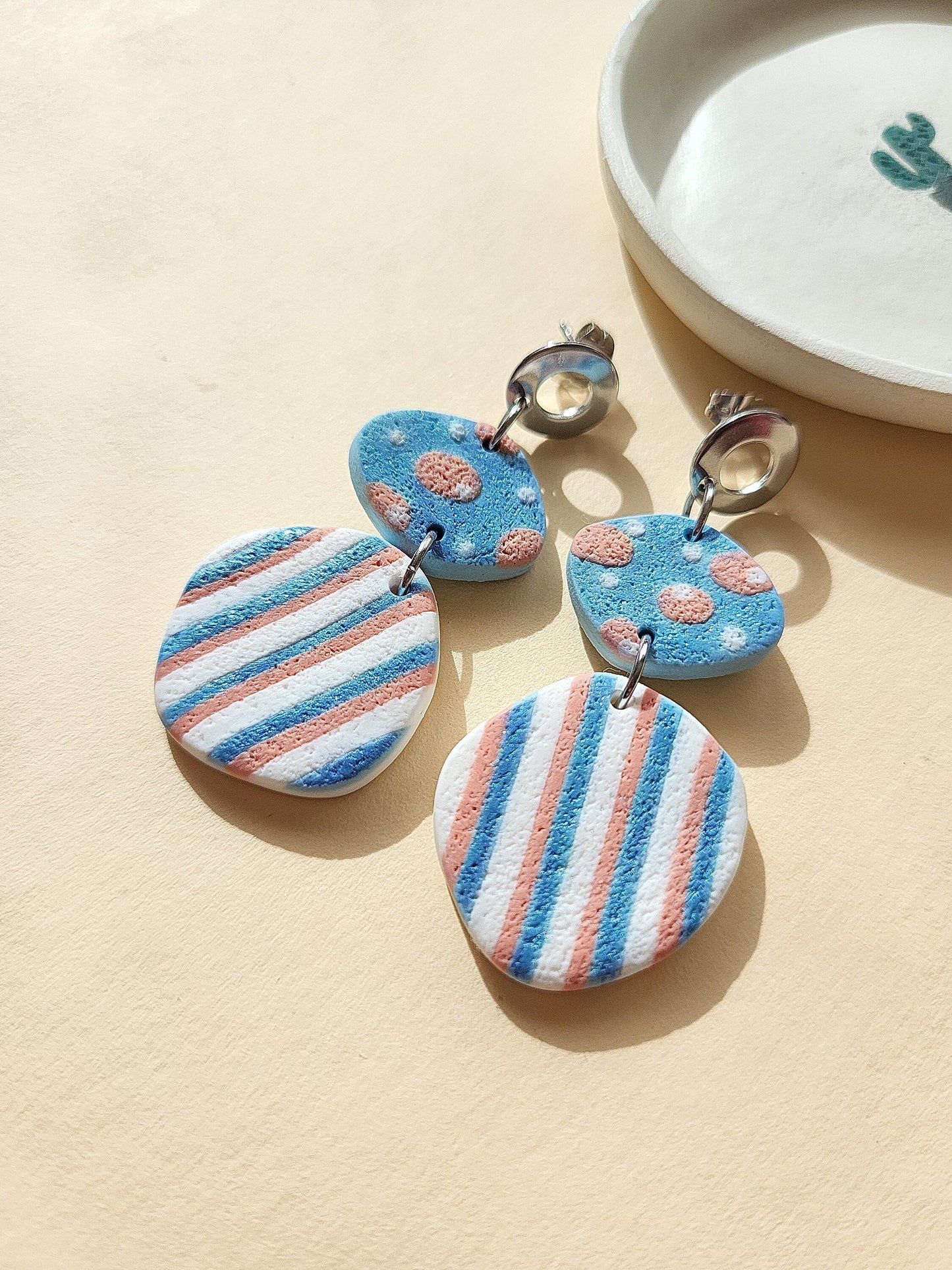 Colorful Striped Polymer Clay Earrings