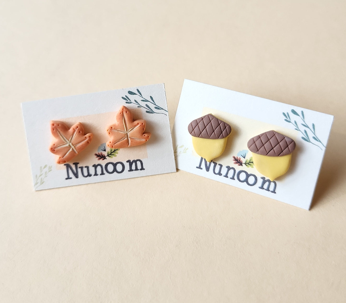 Maple Leaf Stud Earrings | Acorn Jewelry | Autumn Jewellery