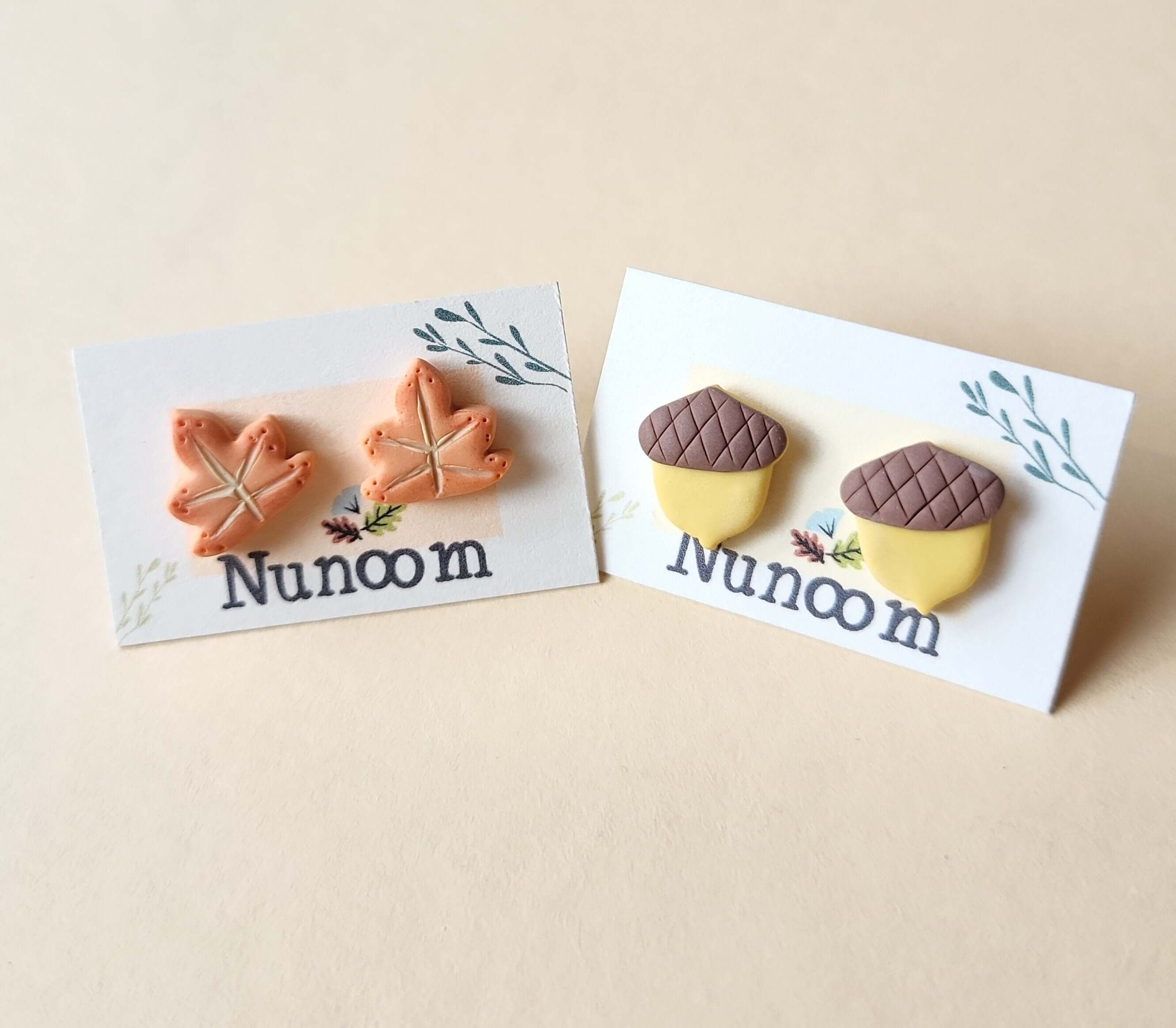 Maple Leaf Stud Earrings - Acorn Earrings - Autumn Jewellery