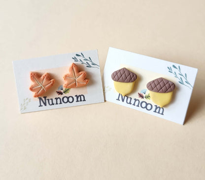 Maple Leaf Stud Earrings - Acorn Earrings - Autumn Jewellery