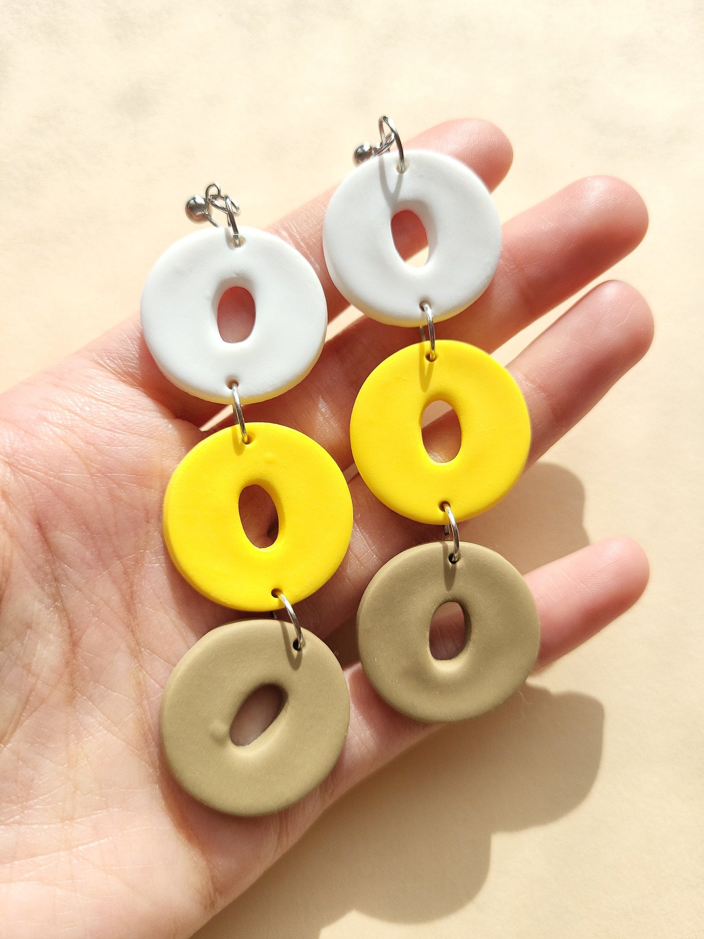 Large Dangle Donuts Earrings, Polymer Clay Jewelry