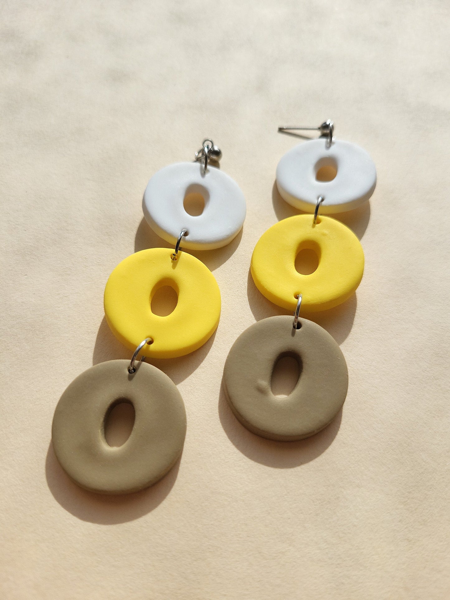 Large Dangle Donuts Earrings, Polymer Clay Jewelry