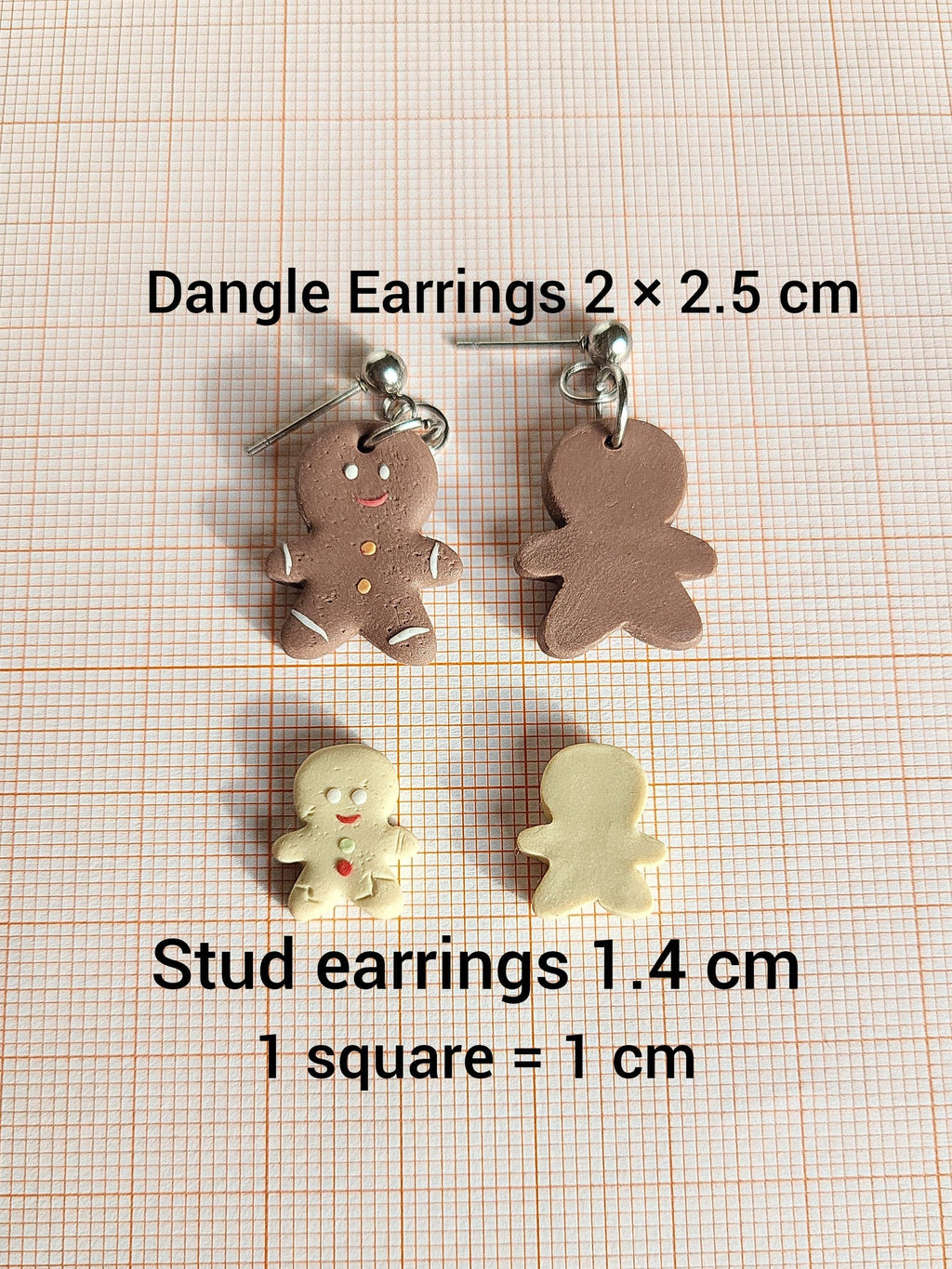 Gingerbread Earrings - Handmade Christmas Jewelry