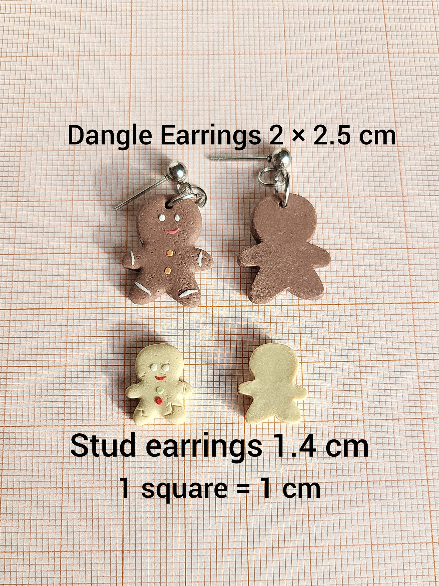 Gingerbread Man Stud Earrings | Christmas Jewelry | Handmade Jewellery