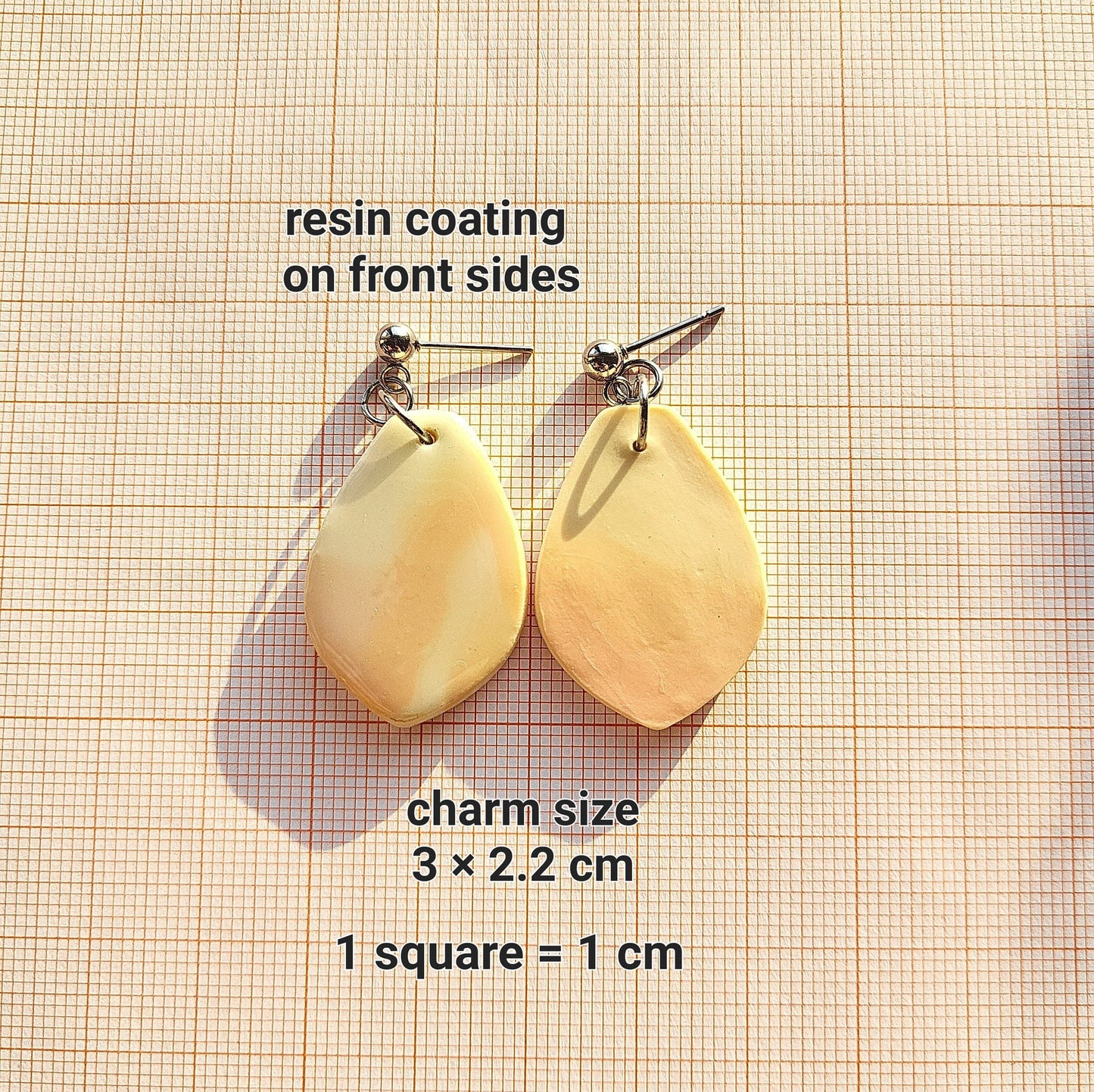 Modern Marble Earrings, Resin Coated Front, Polymer Clay Earrings, Handmade Jewelry