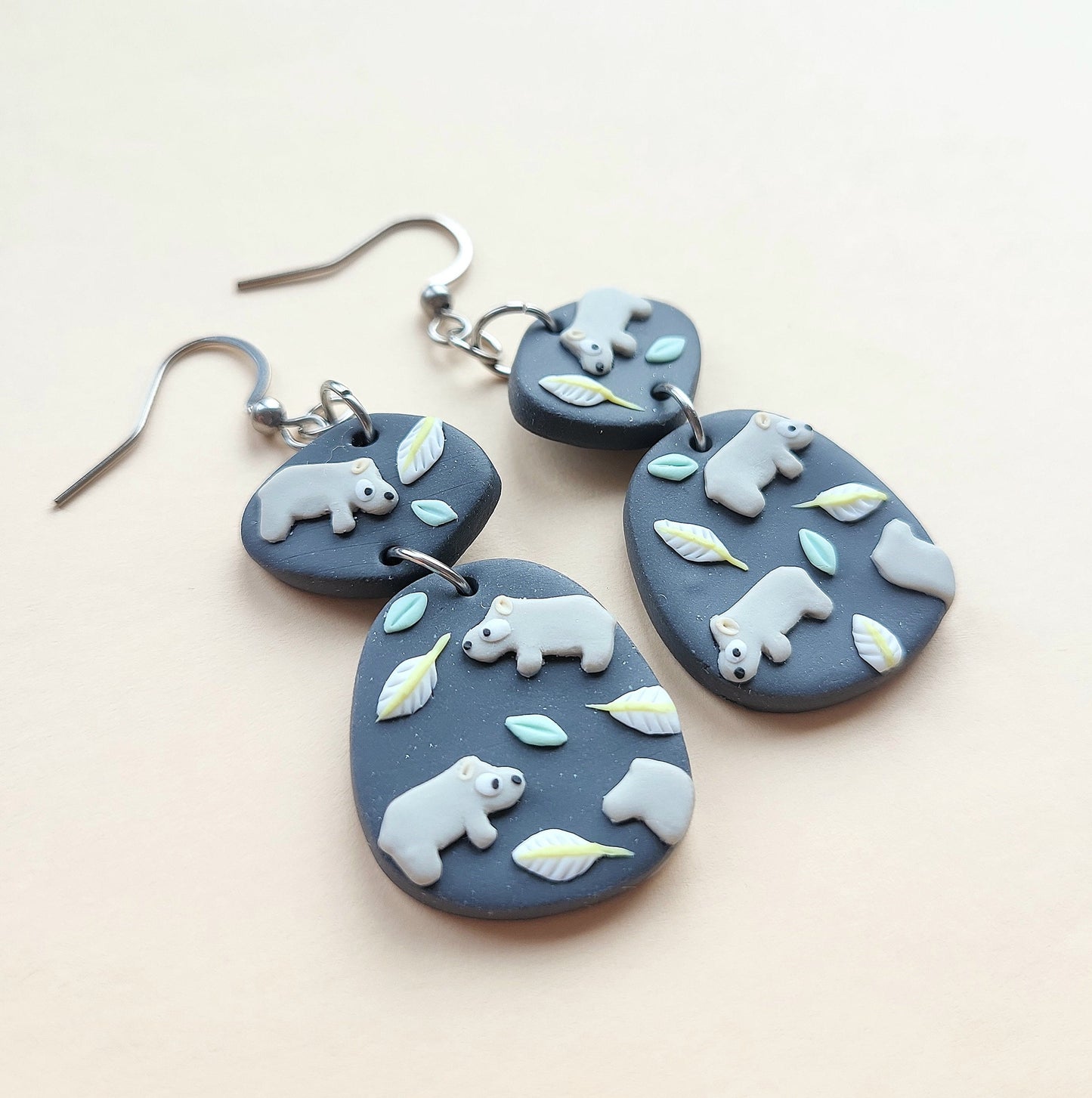 Cute Hippo Earrings • Polymer Clay Jewelry