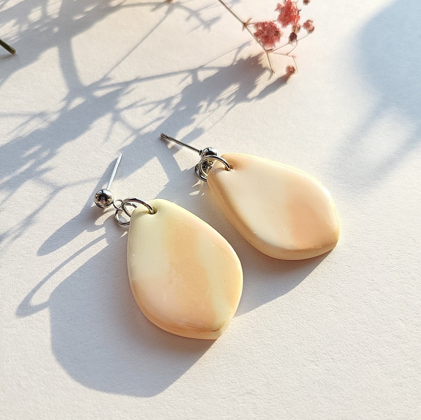 Modern Marble Earrings, Resin Coated Front, Polymer Clay Earrings, Handmade Jewelry