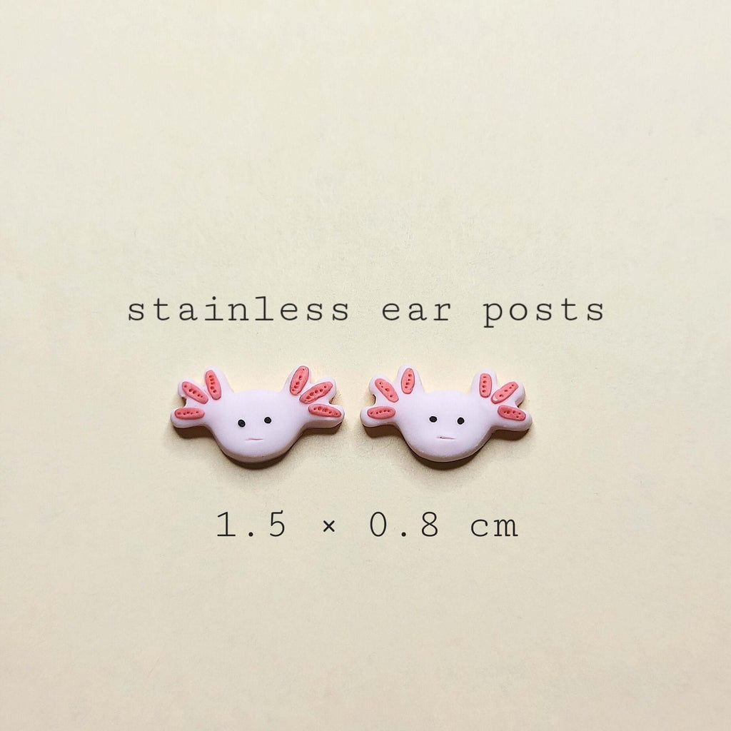 Axolotl Stud Earrings - Ocean Creature Jewelry - Stocking Filler