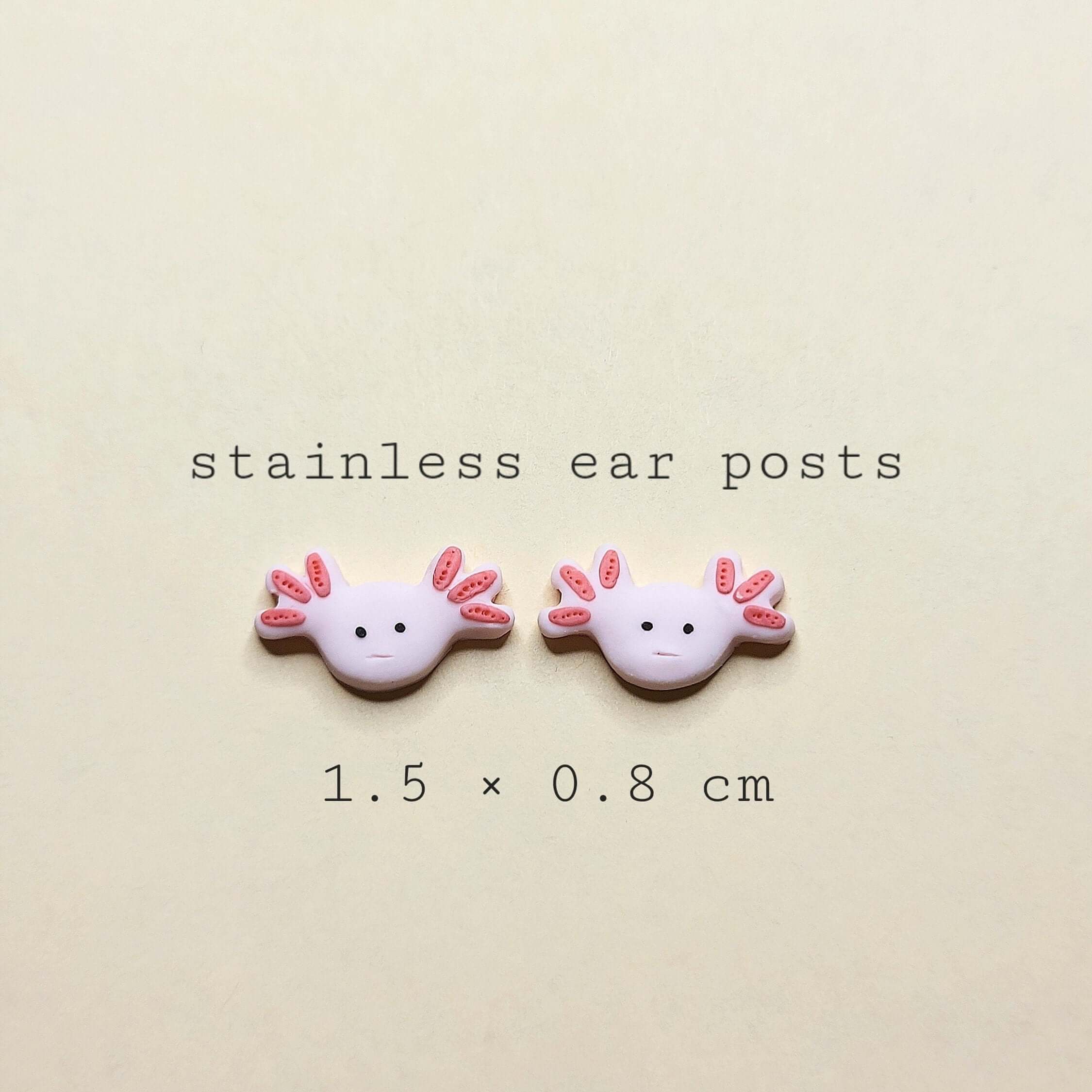 Axolotl Stud Earrings - Ocean Creature Jewelry - Stocking Filler